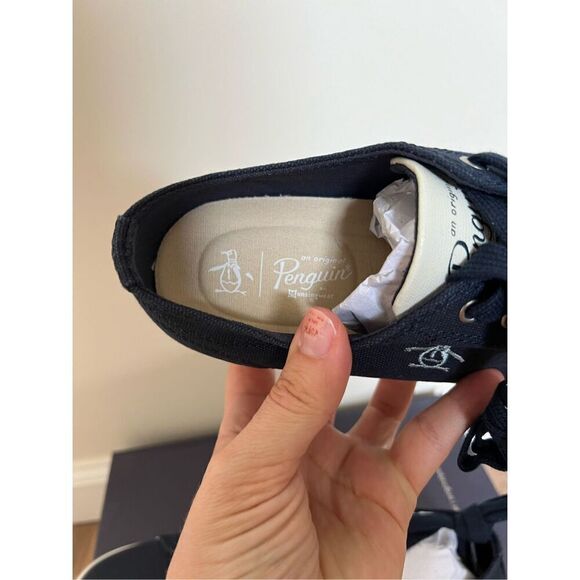 Original Penguin NWT Men's Petey Stripe Lace Up Sneaker Navy sz 8 - Picture 6 of 9